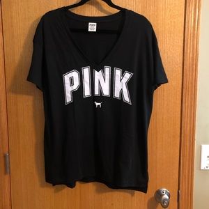 PINK vneck oversized legging T-shirt